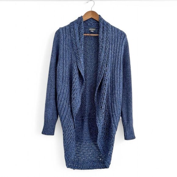Eddie Bauer Open Cardigan Sweater Round Bottom Shawl Collar Multi Knit Size XL - Picture 1 of 8